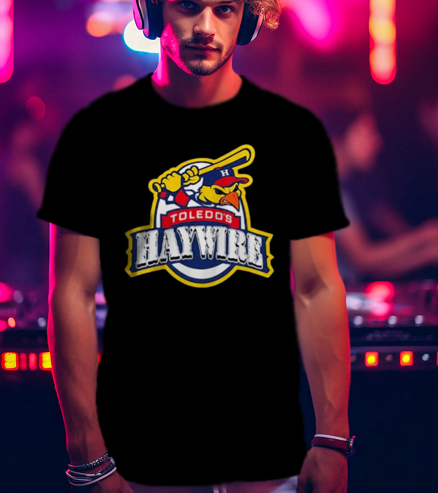 Toledo's Haywire Baseball Mascot With Bat And Cap H T-Shirt
