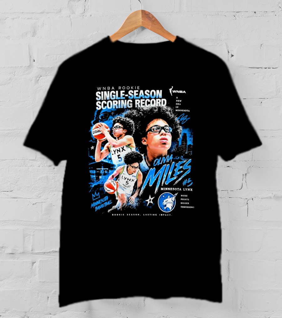 WNBA Rookie Olivia Miles Minnesota Lynx Single Season Scoring Record Impact T-Shirt