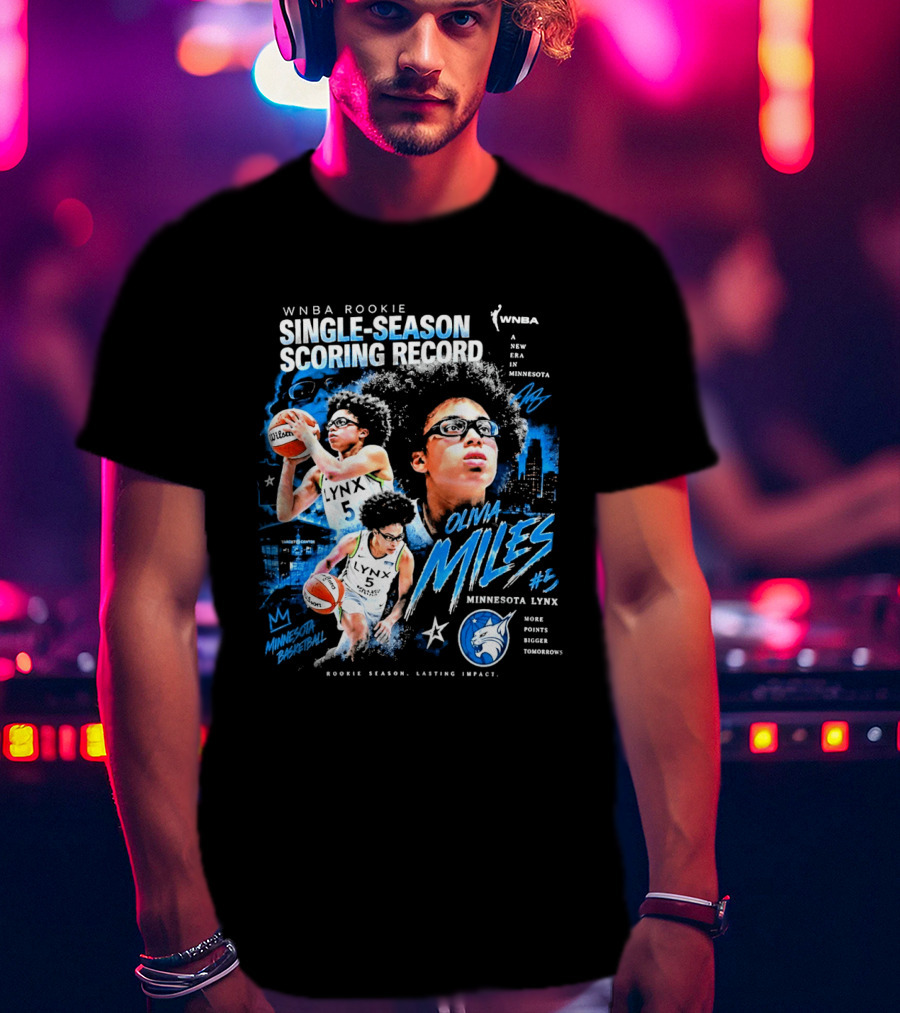 WNBA Rookie Olivia Miles Minnesota Lynx Single Season Scoring Record Impact T-Shirt