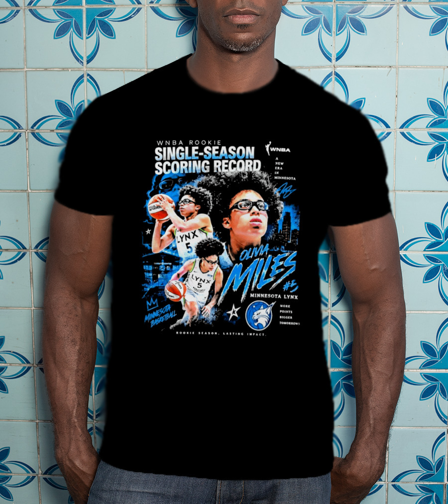 WNBA Rookie Olivia Miles Minnesota Lynx Single Season Scoring Record Impact T-Shirt