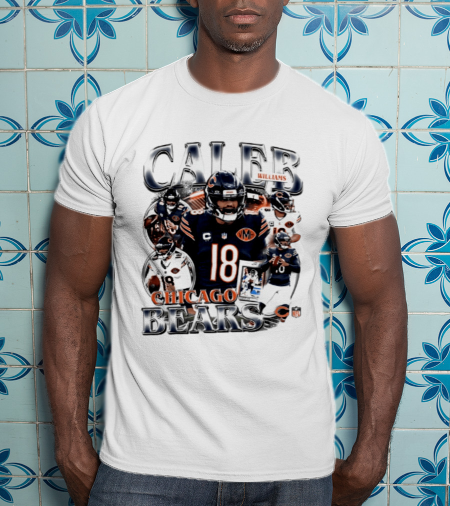 Caleb Williams Chicago Bears 18 Player Collage 2026 T-Shirt
