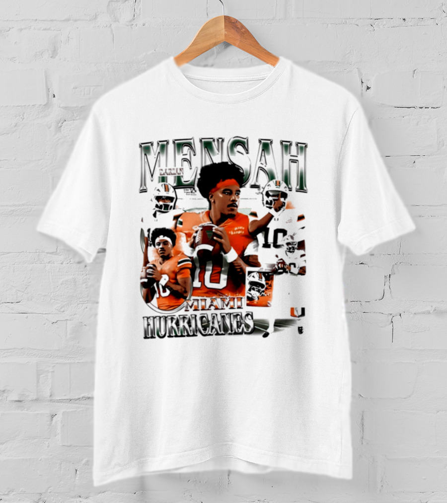 Darian Mensah Miami Hurricanes 10 Football Player Collage T-Shirt