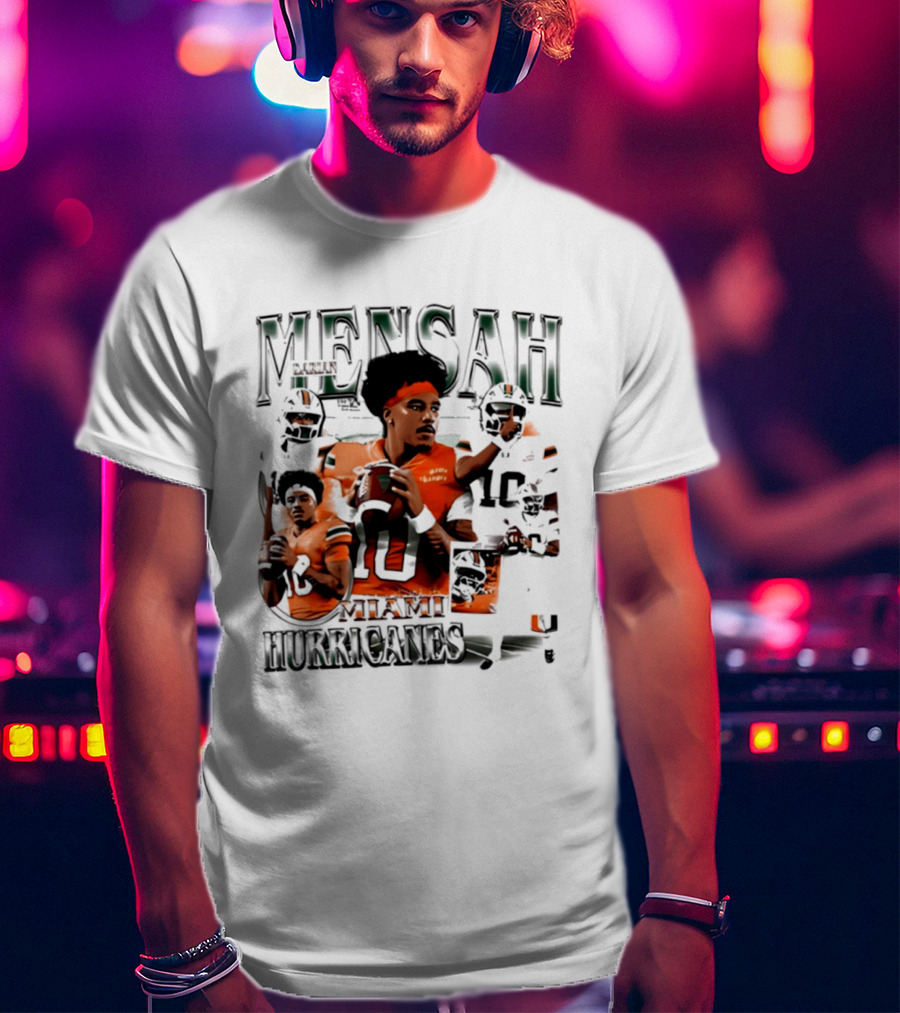 Darian Mensah Miami Hurricanes 10 Football Player Collage T-Shirt