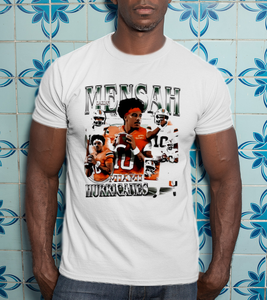 Darian Mensah Miami Hurricanes 10 Football Player Collage T-Shirt