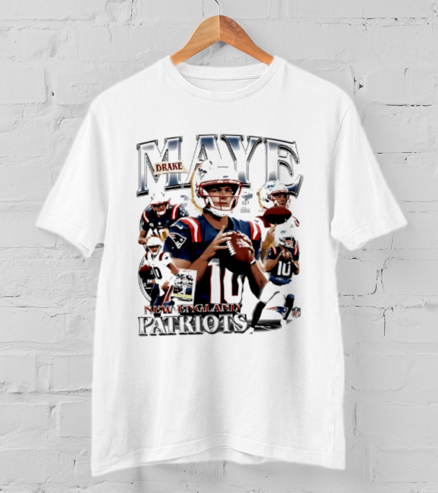 Drake Maye New England Patriots 2026 Player Collage Football Jersey T-Shirt