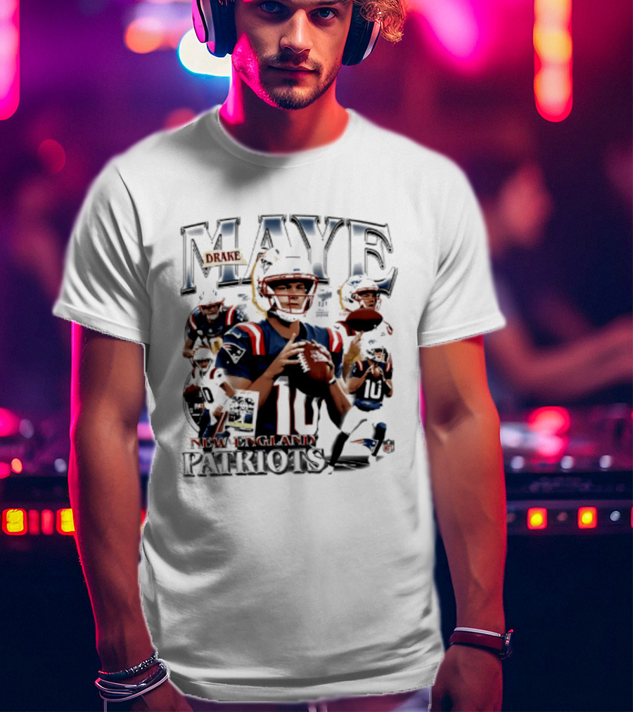 Drake Maye New England Patriots 2026 Player Collage Football Jersey T-Shirt