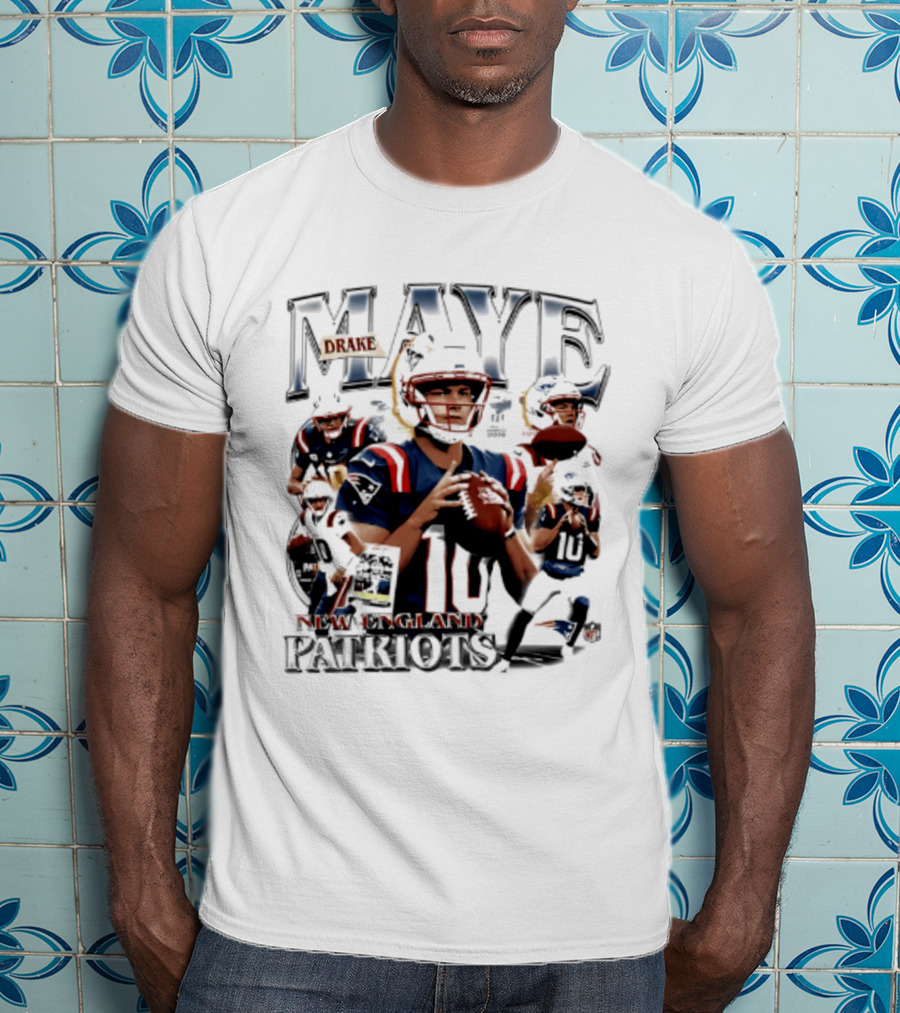 Drake Maye New England Patriots 2026 Player Collage Football Jersey T-Shirt