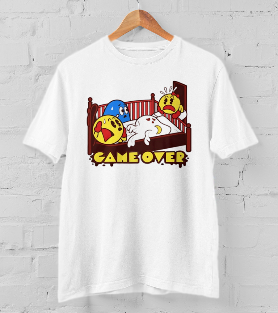 Game Over Halloween Pac Man Ghost Bed Scene T-Shirt