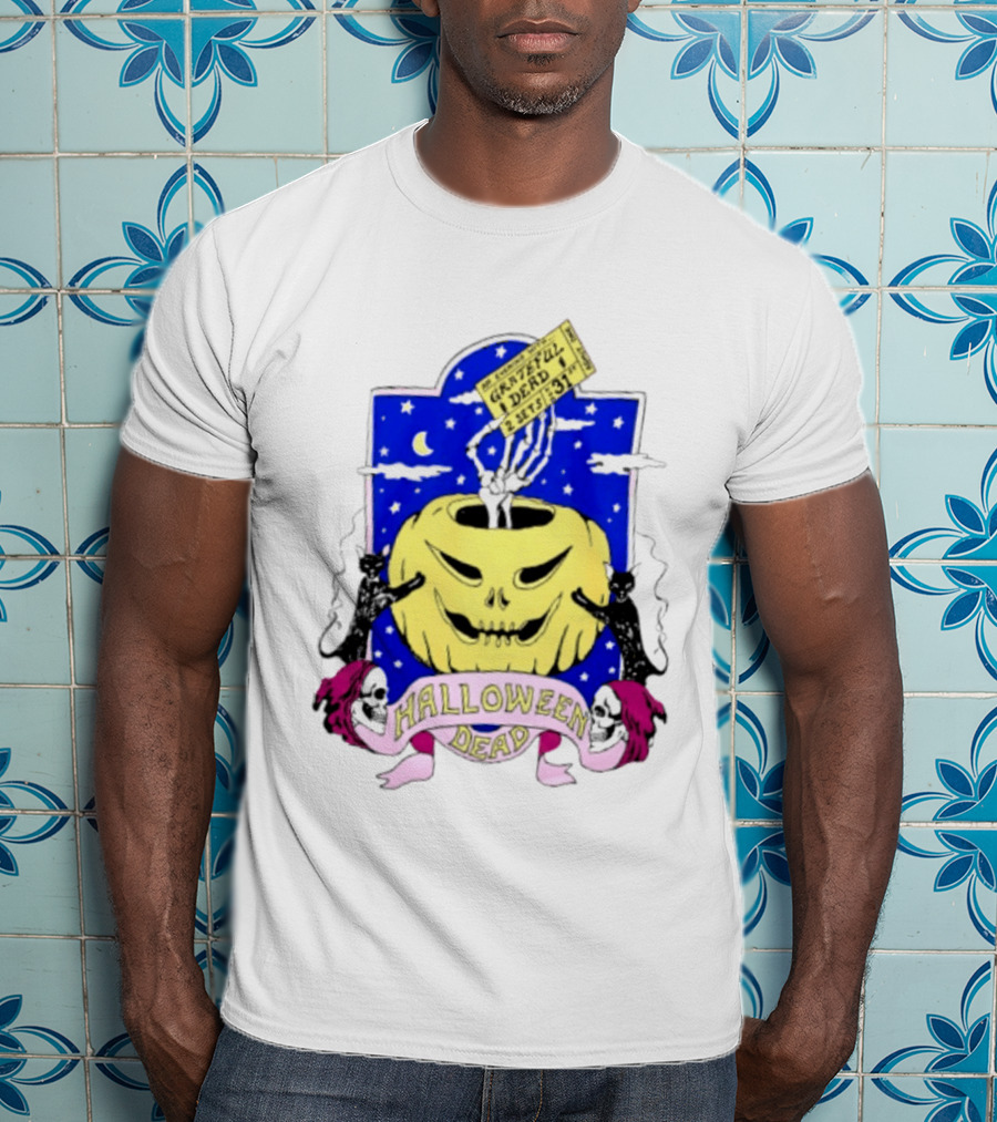 Grateful Dead Halloween Skeleton Hand With Pumpkin And Ticket 1971 T-Shirt