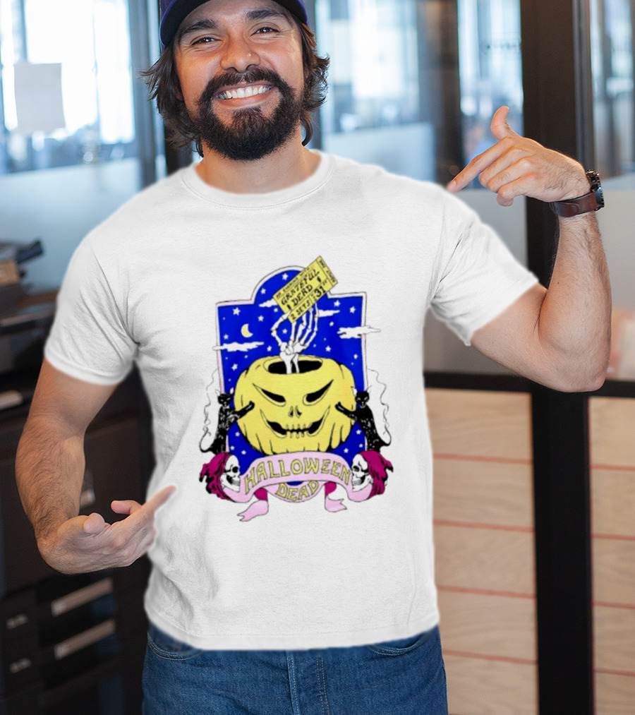 Grateful Dead Halloween Skeleton Hand With Pumpkin And Ticket 1971 T-Shirt