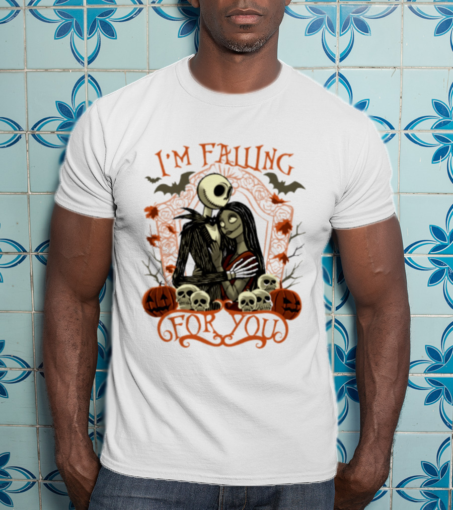 I'm Falling For You The Nightmare Before Halloween Jack And Sally Halloween Pumpkins Skulls Bats T-Shirt