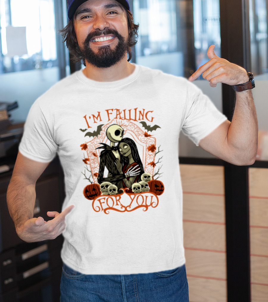 I'm Falling For You The Nightmare Before Halloween Jack And Sally Halloween Pumpkins Skulls Bats T-Shirt