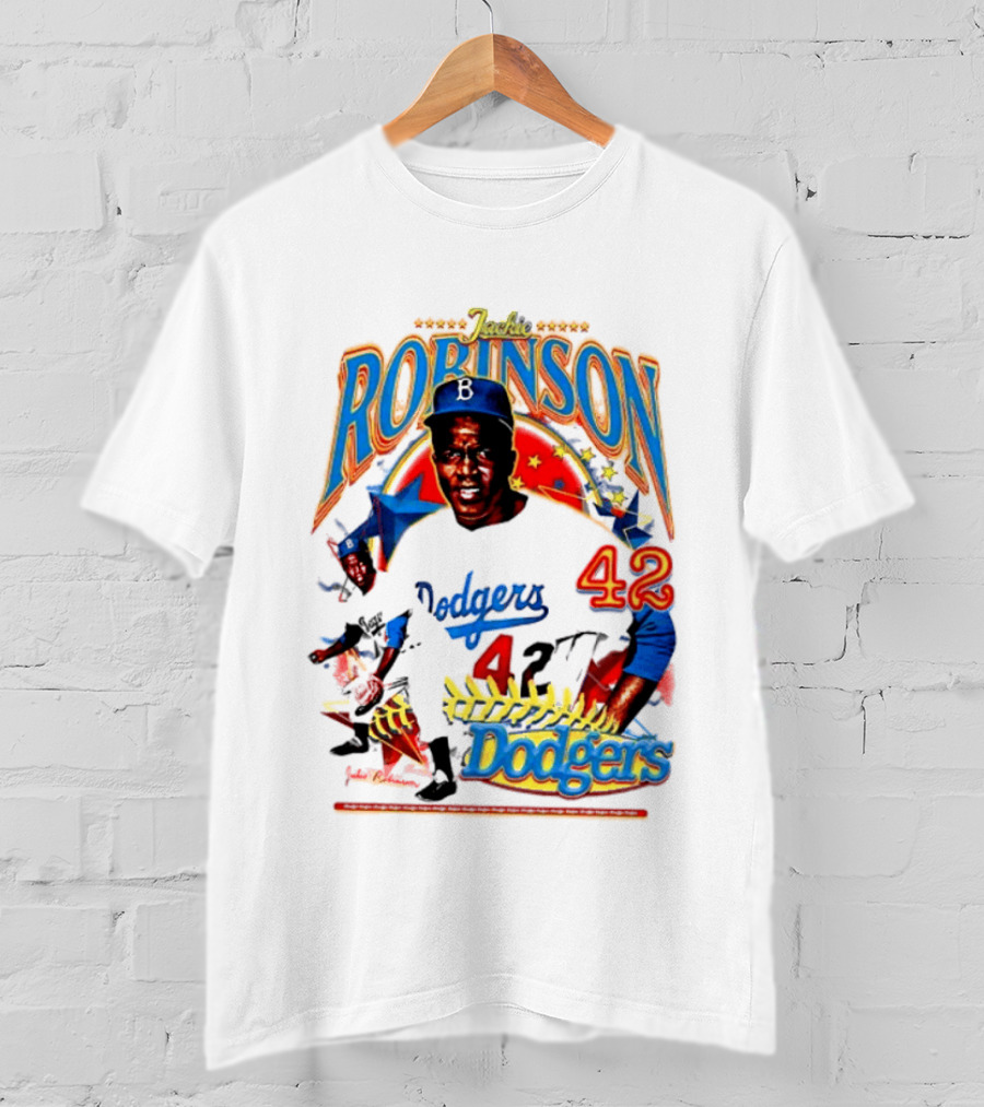 Jackie Robinson Dodgers 42 Legends Baseball Icon Two Sided T-Shirt