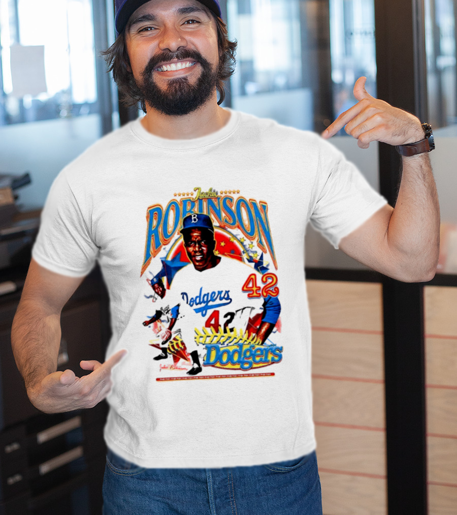 Jackie Robinson Dodgers 42 Legends Baseball Icon Two Sided T-Shirt