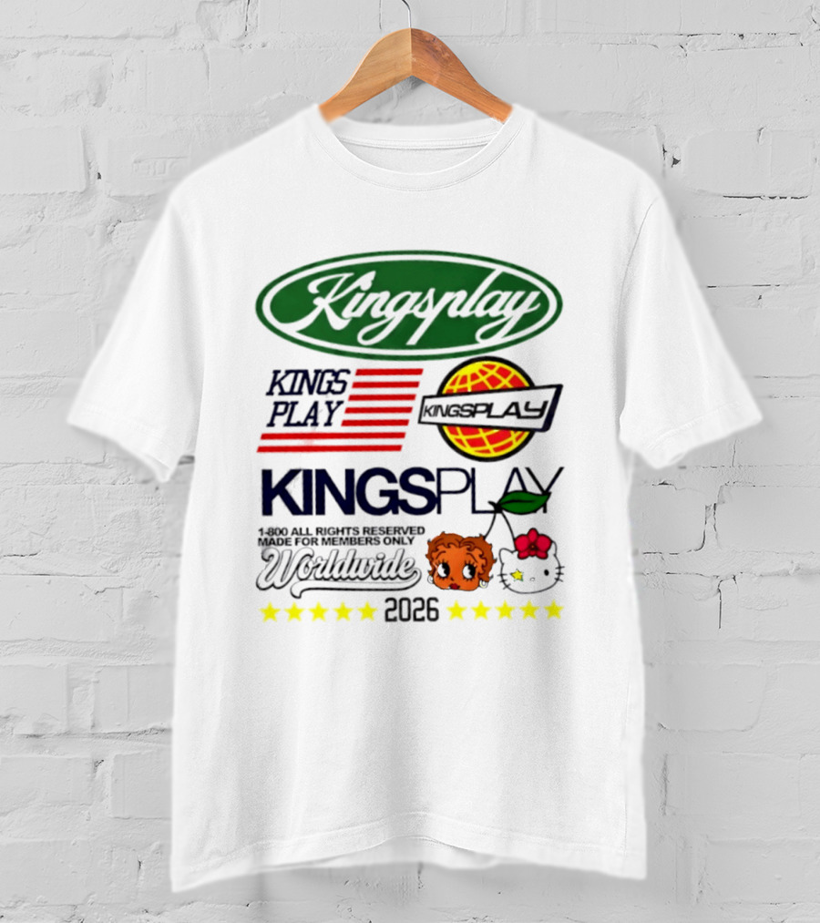 Kingsplay 1 800 All Rights Reserved Members Only Worldwide 2026 Hello Kitty Stars T-Shirt