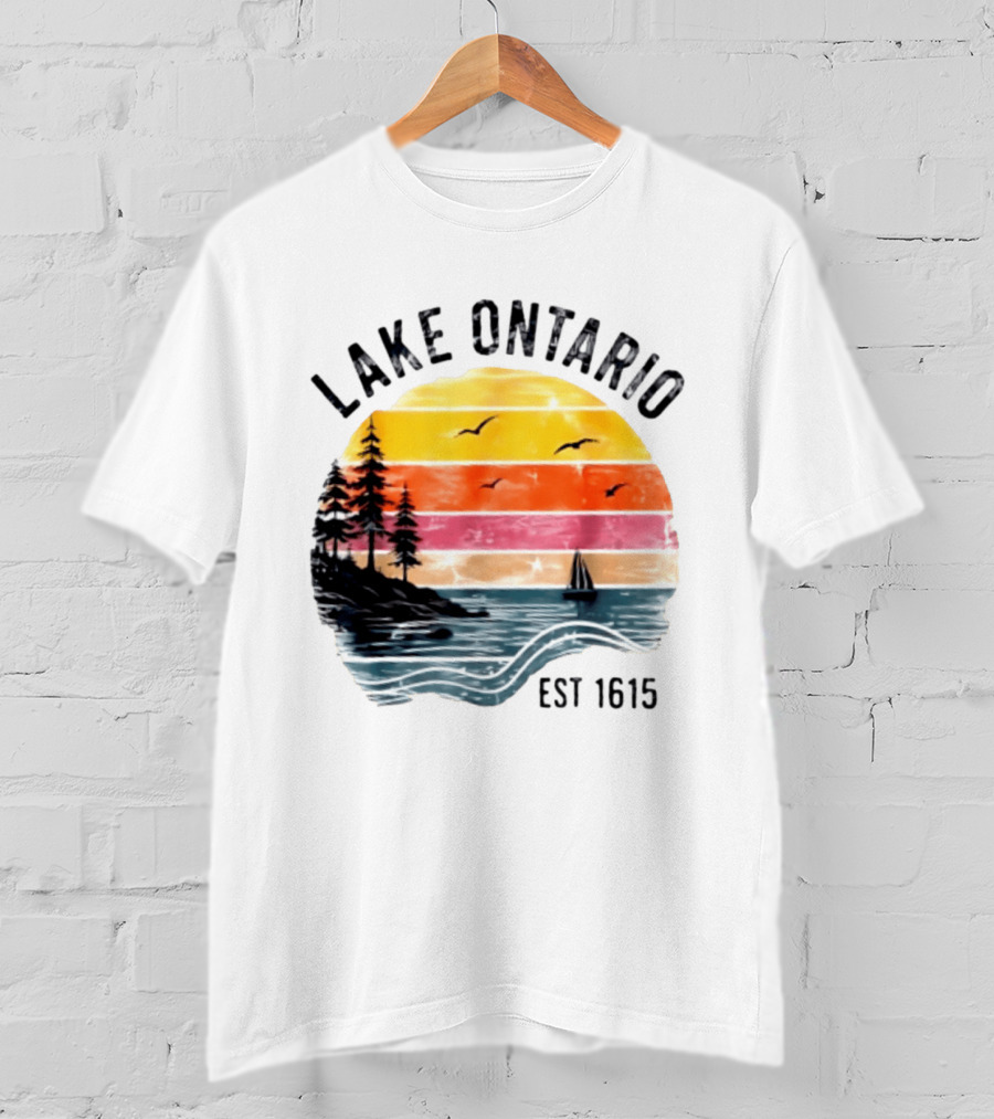 Lake Ontario Est 1615 Great Lakes Nature Sunset Sailing Scene T-Shirt