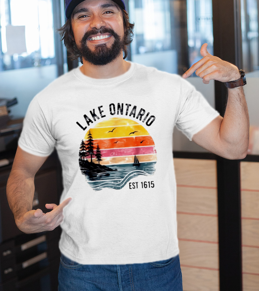 Lake Ontario Est 1615 Great Lakes Nature Sunset Sailing Scene T-Shirt