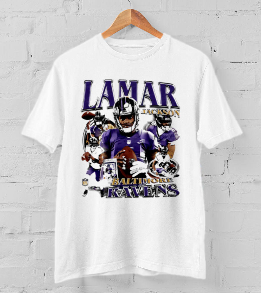Lamar Jackson Baltimore Ravens Player Collage T-Shirt