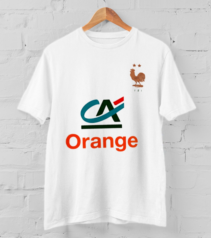 Crédit Agricole Orange Rooster Emblem With Stars And FF T-Shirt