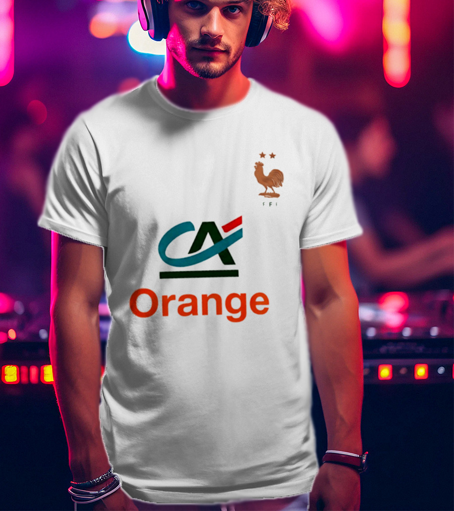 Crédit Agricole Orange Rooster Emblem With Stars And FF T-Shirt