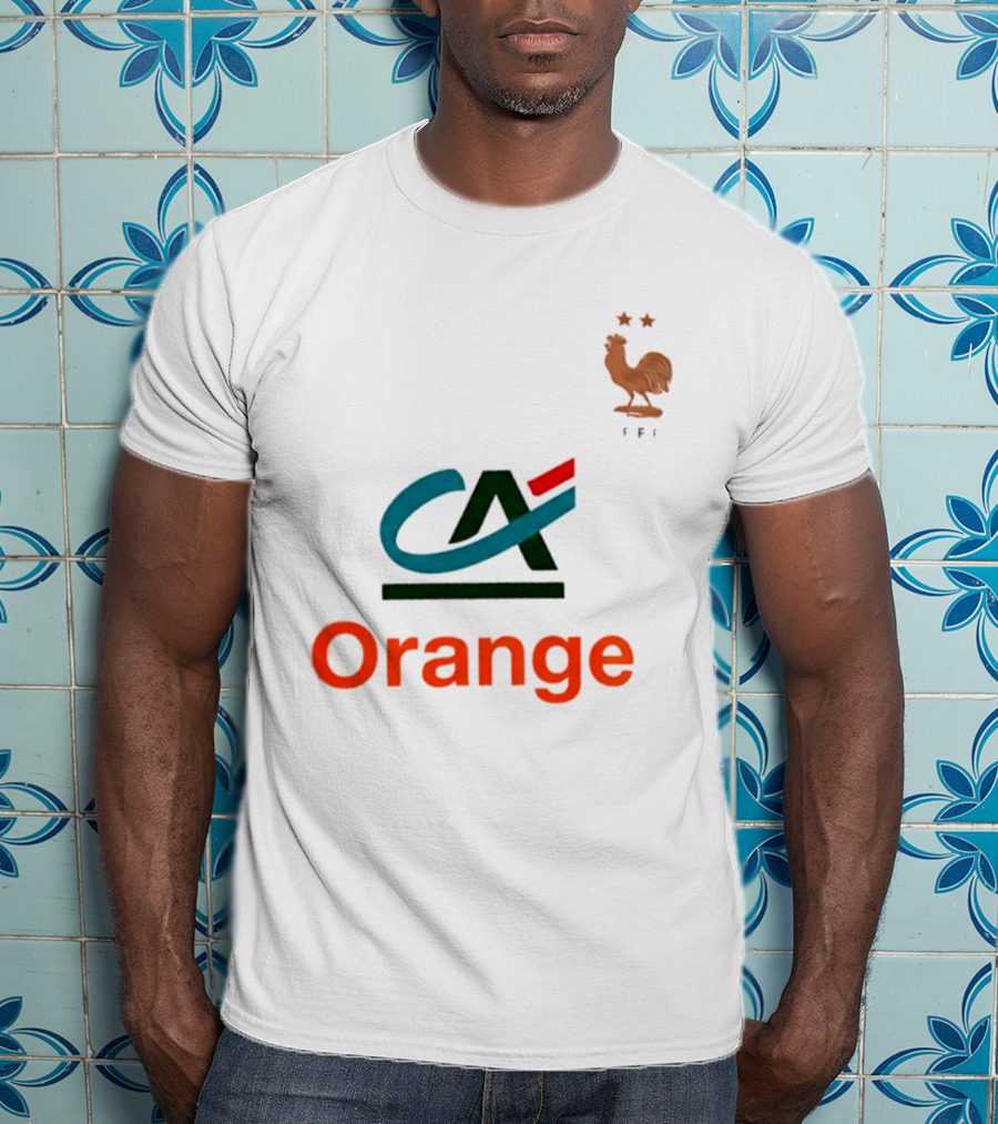 Crédit Agricole Orange Rooster Emblem With Stars And FF T-Shirt