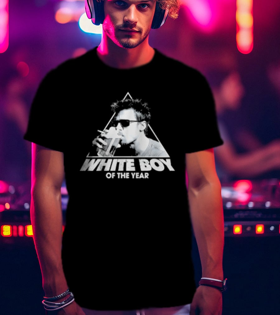 White Boy Of The Year Brad Pitt Fight Club Smoking And Beer T-Shirt