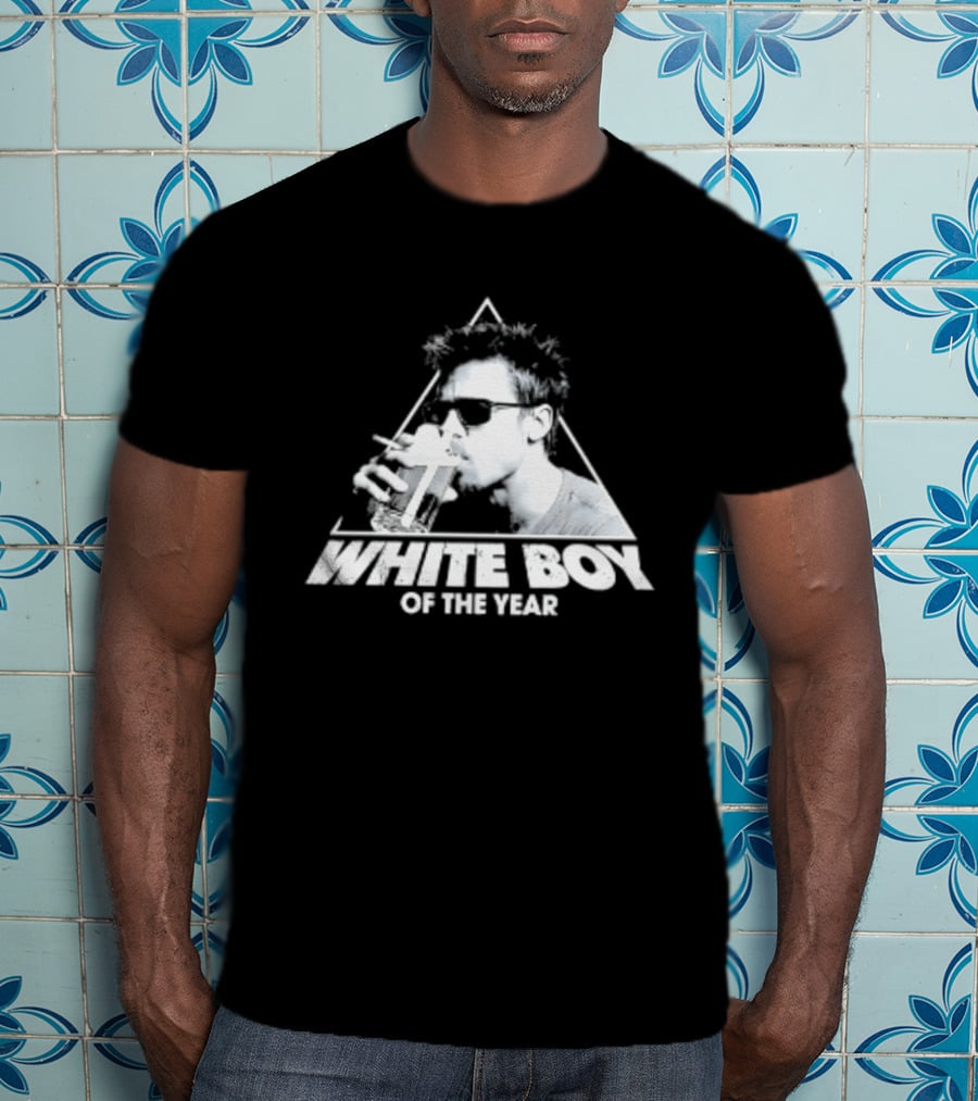 White Boy Of The Year Brad Pitt Fight Club Smoking And Beer T-Shirt