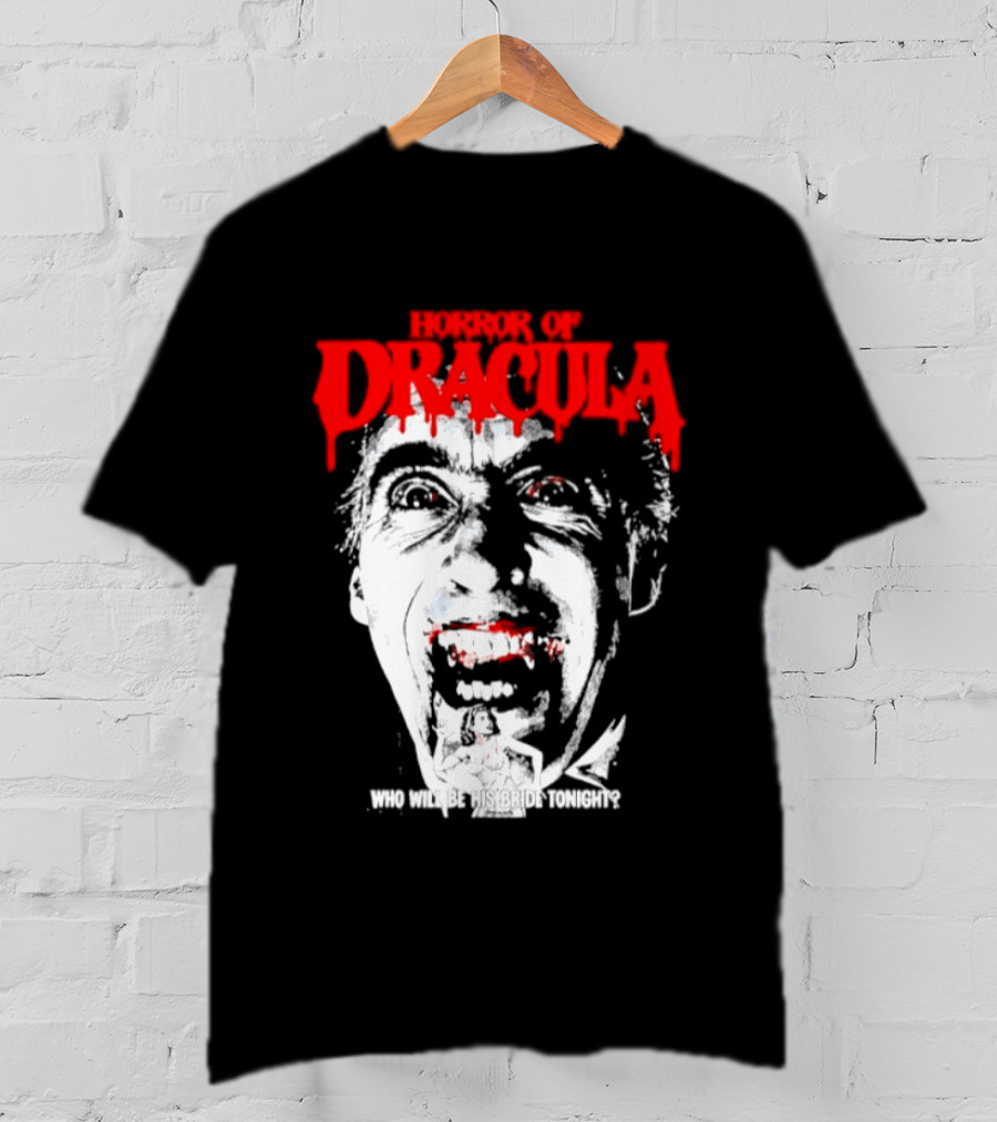 Horror Of Dracula Who Will Be His Bride Tonight Vintage Vampire Movie T-Shirt