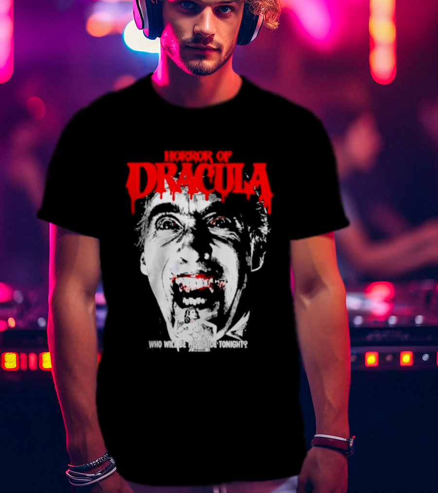 Horror Of Dracula Who Will Be His Bride Tonight Vintage Vampire Movie T-Shirt