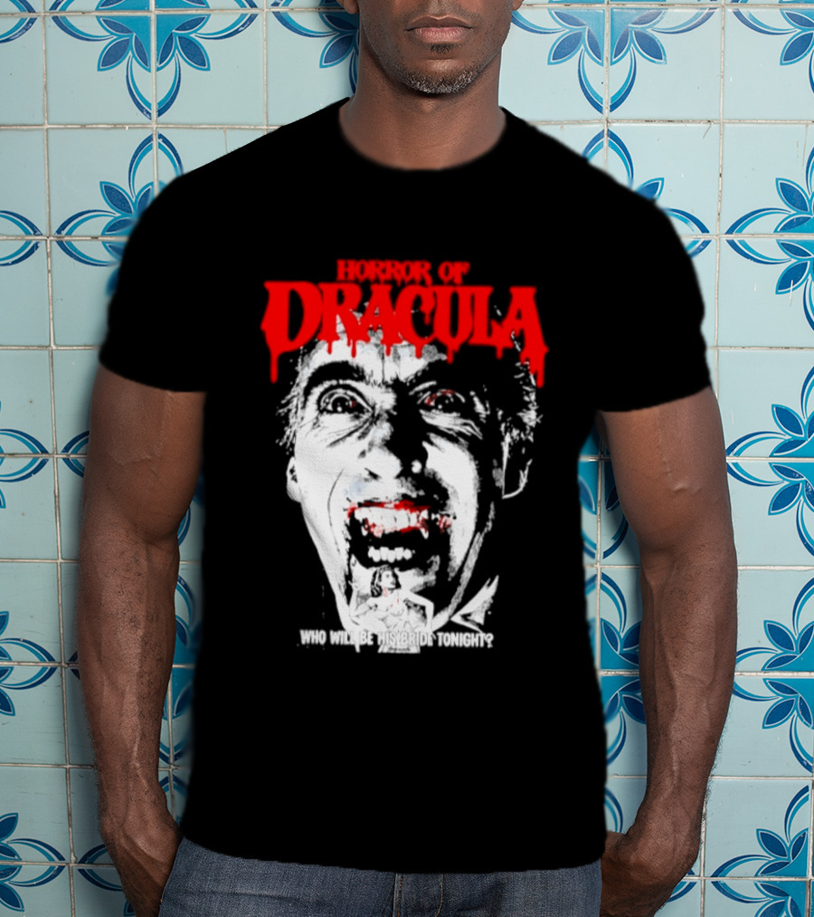 Horror Of Dracula Who Will Be His Bride Tonight Vintage Vampire Movie T-Shirt