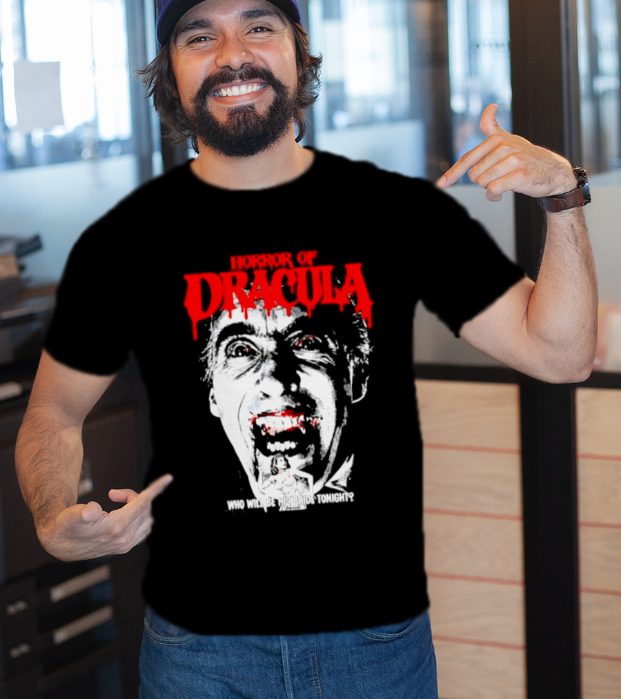 Horror Of Dracula Who Will Be His Bride Tonight Vintage Vampire Movie T-Shirt