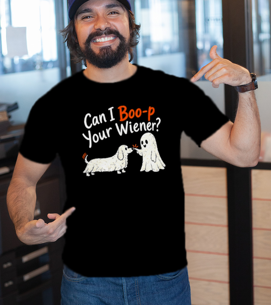 Can I Boo P Your Wiener Dachshund Ghost And Dog Halloween Fun T-Shirt