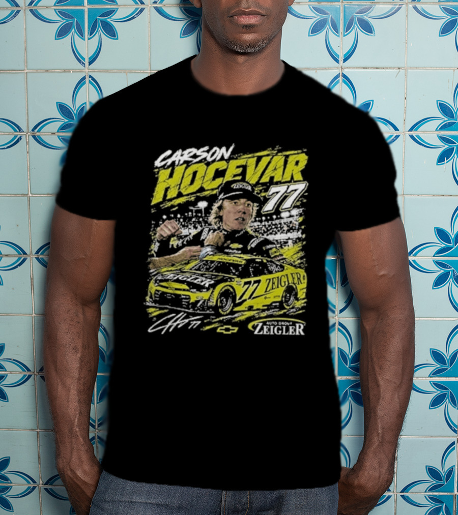 Carson Hocevar 77 Cartoon Race Car And Driver T-Shirt