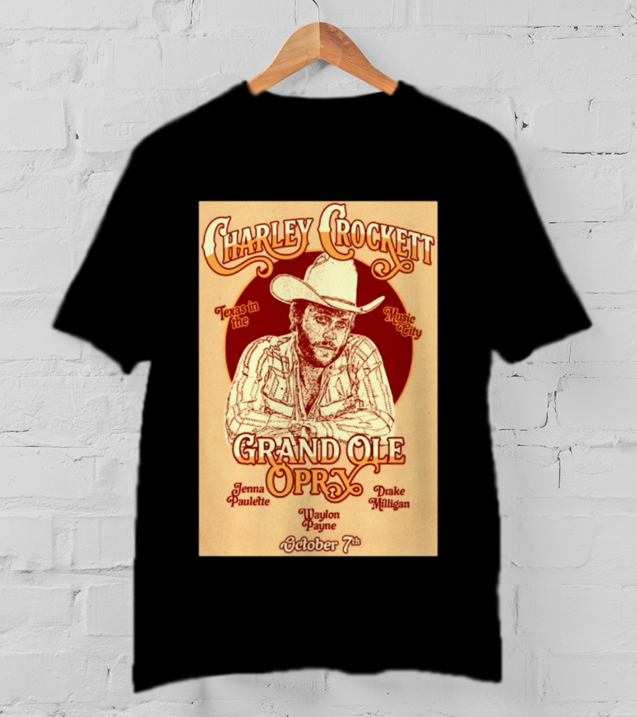Charley Crockett Grand Ole Opry Nashville October 7 Texas In The Music City T-Shirt