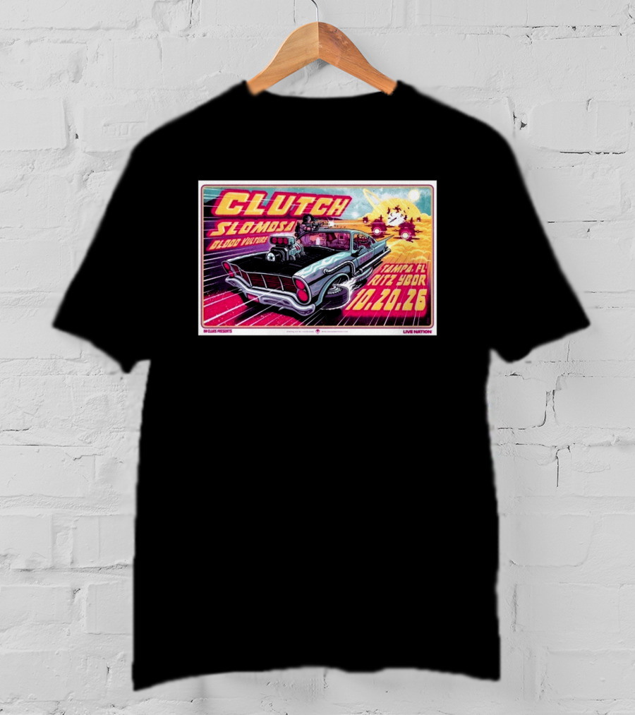 Clutch Slomosa Blood Vulture Tampa FL Ritz Ybor 10 20 26 Live Nation Promo Car T-Shirt