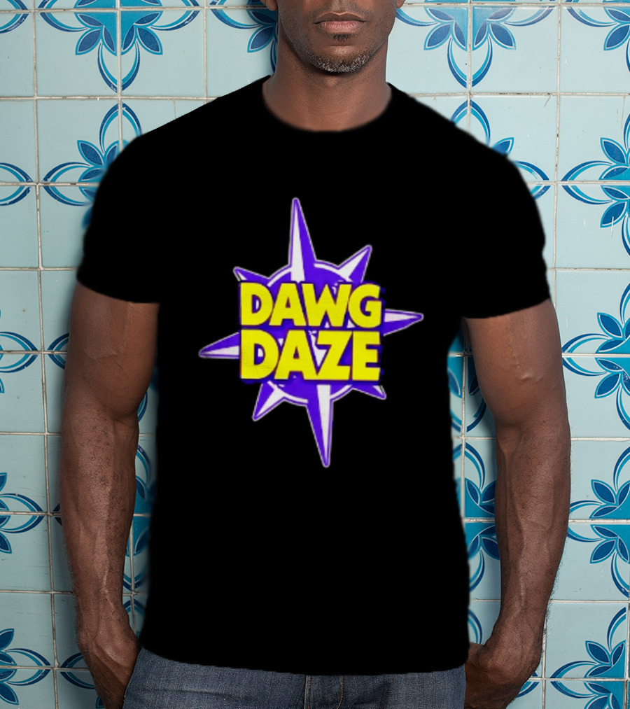 Dawg Daze University Campus Orientation Purple And Yellow Starburst T-Shirt