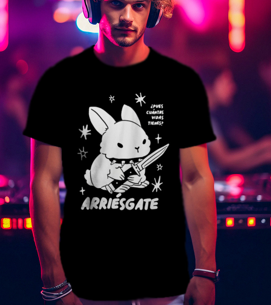 Dulce Nopronto ¿Pues Cuántas Vidas Tienes Arriésgate Conejo Cuchillo Kawaii Estrellas T-Shirt