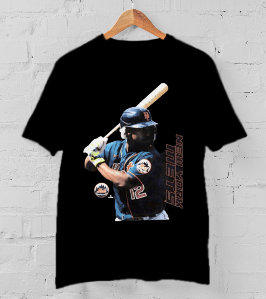 Francisco Lindor New York Mets MLB Number 12 Baseball Batting Action T-Shirt