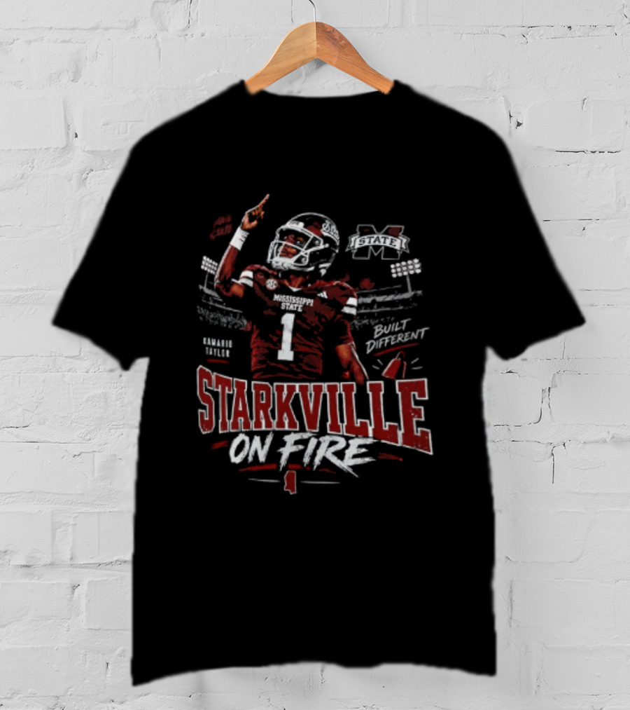 Mississippi State Bulldogs Kamario Taylor Starkville On Fire Hail State T-Shirt