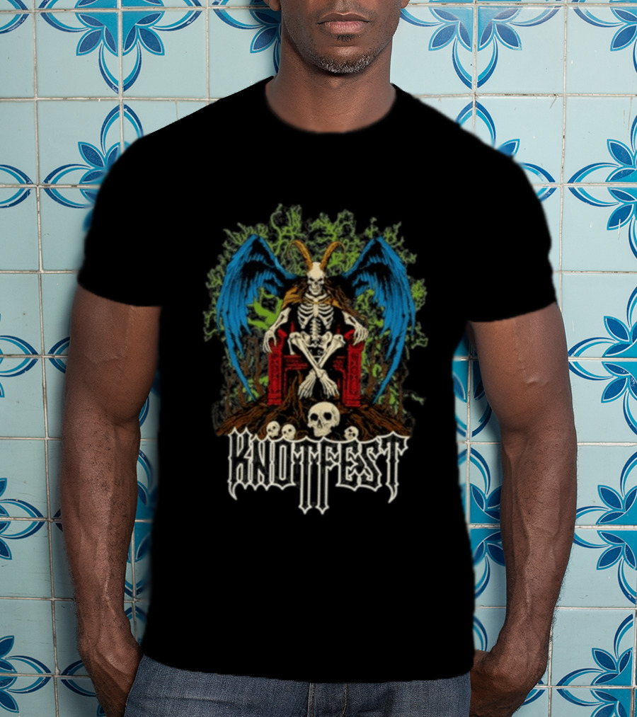 Knotfest Winged Goat God Skeleton Throne Skull Forest T-Shirt