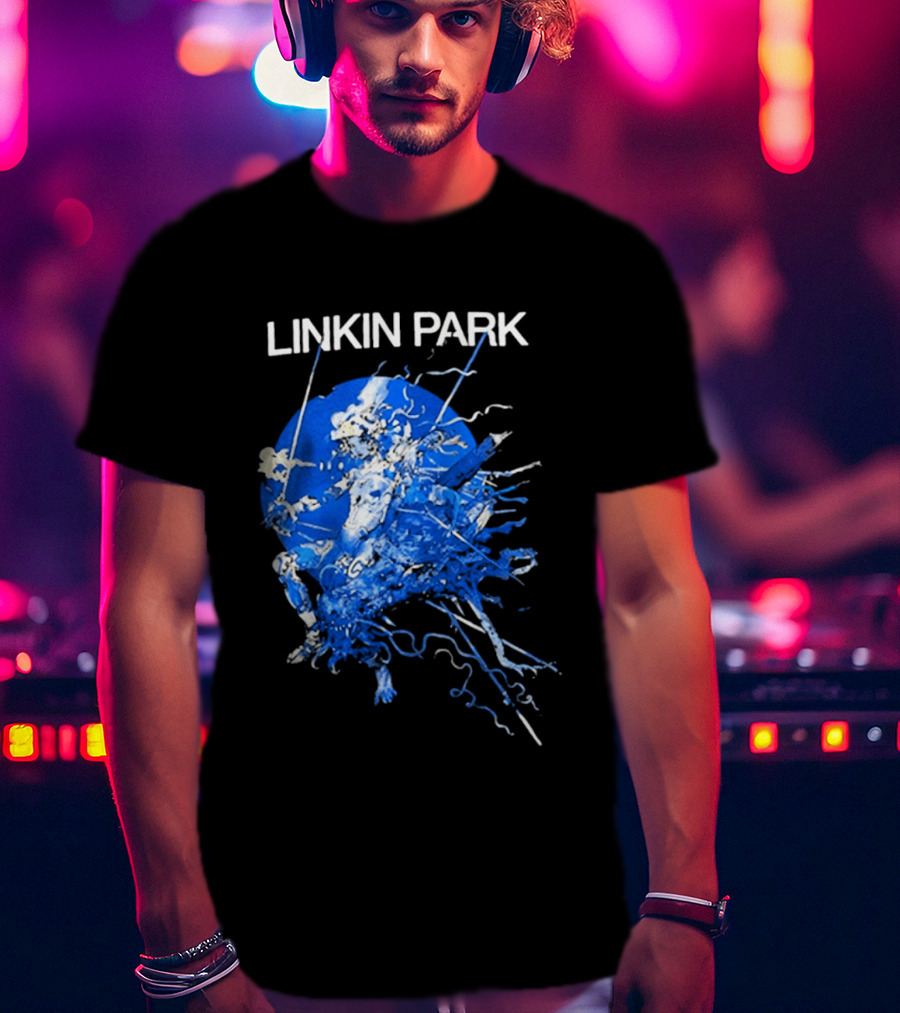 Linkin Park Katsuya Terada Blue Abstract Art Collaboration T-Shirt