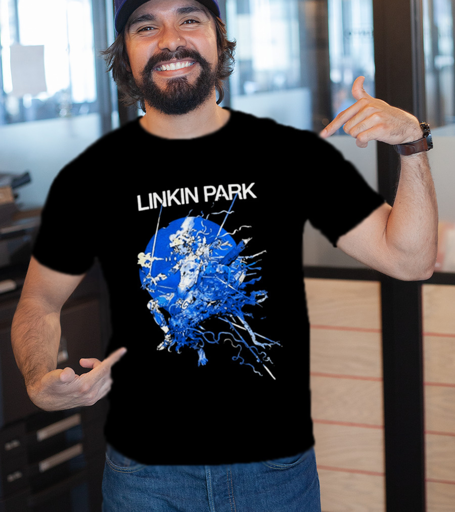 Linkin Park Katsuya Terada Blue Abstract Art Collaboration T-Shirt