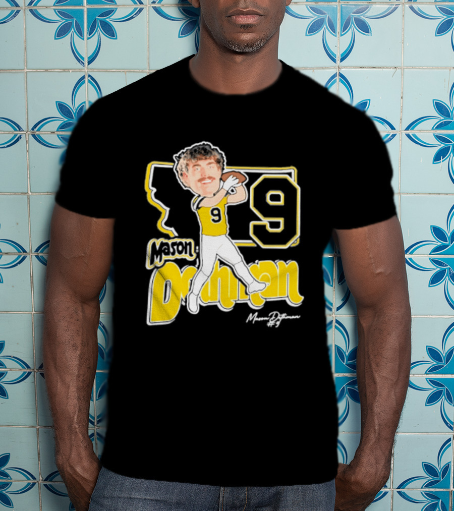 Mason Dethman Montana State Bobcats Caricature 2026 Number 9 Football T-Shirt