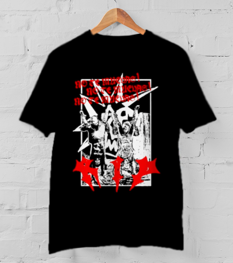 No Te Muevas Rip Punk Rock Hardcore Band White And Red Distorted T-Shirt