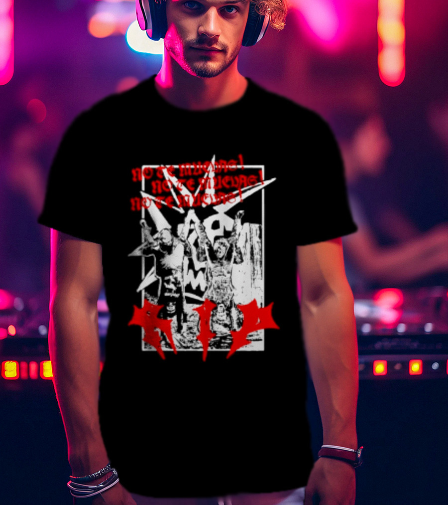 No Te Muevas Rip Punk Rock Hardcore Band White And Red Distorted T-Shirt
