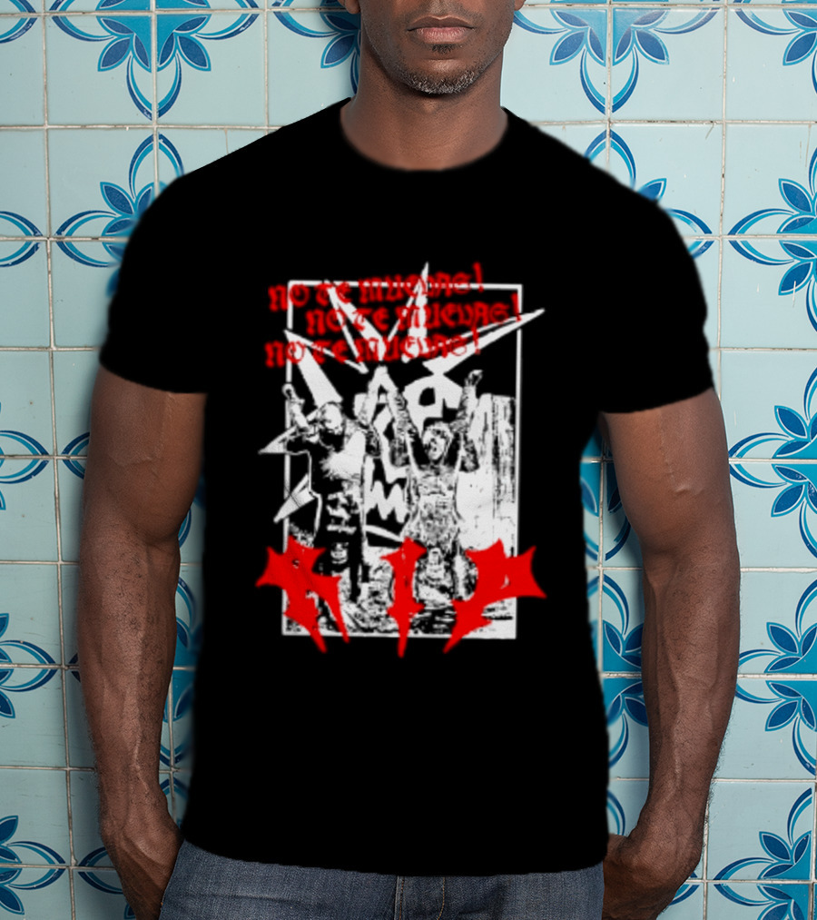 No Te Muevas Rip Punk Rock Hardcore Band White And Red Distorted T-Shirt