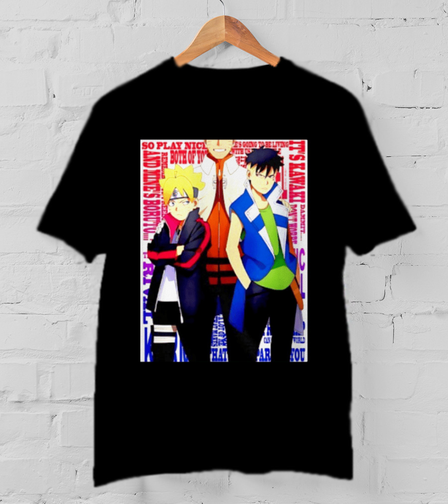 Uzumaki Boruto Naruto Kawaki Rivals Bright Style Manga Characters T-Shirt