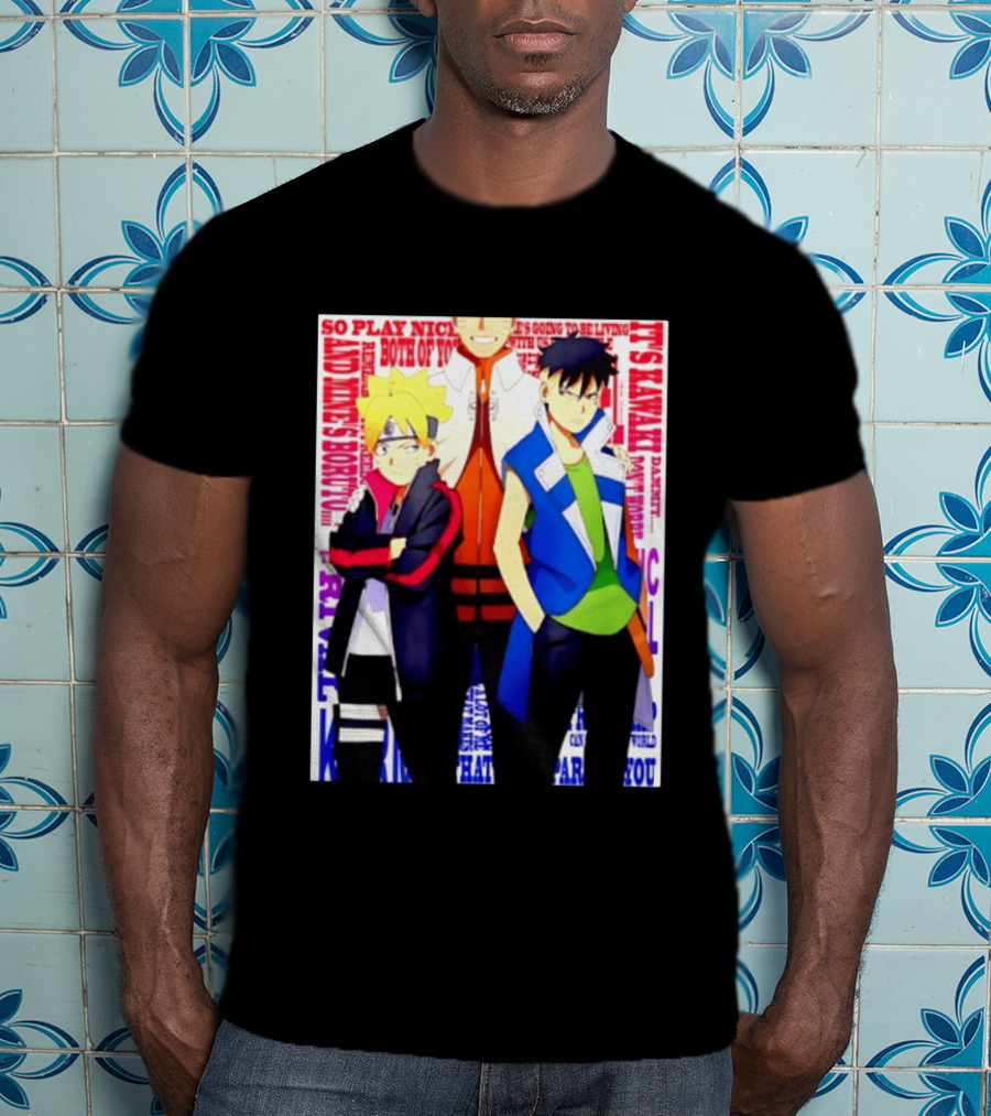 Uzumaki Boruto Naruto Kawaki Rivals Bright Style Manga Characters T-Shirt