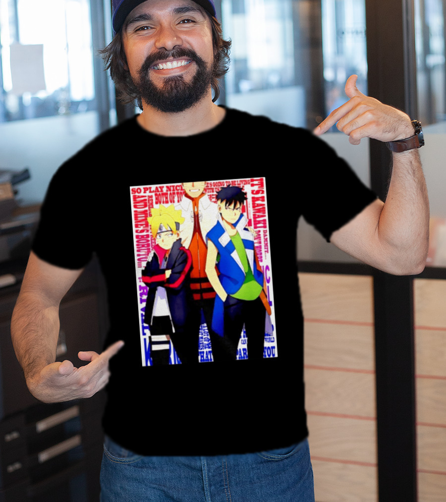 Uzumaki Boruto Naruto Kawaki Rivals Bright Style Manga Characters T-Shirt