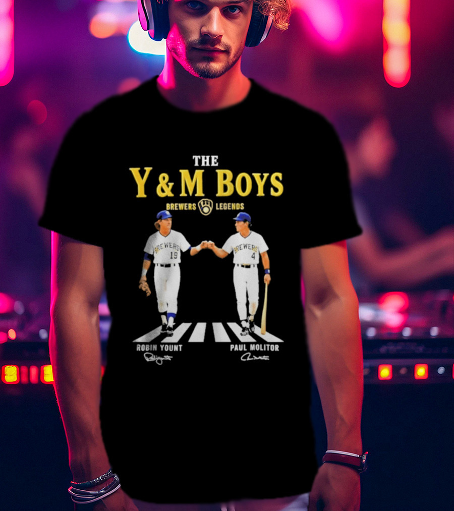 The Y&M Boys Brewers Legends Robin Yount Paul Molitor Abbey Road Fist Bump T-Shirt